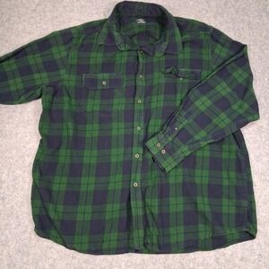 Faded Glory Flannel Shirt Mens XL Green Skipper Plaid Long Sleeve FM33Y020‎